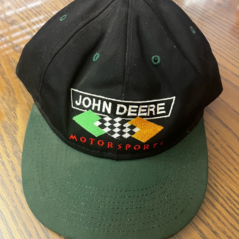 John Deere Black and Green Motorsport Hat